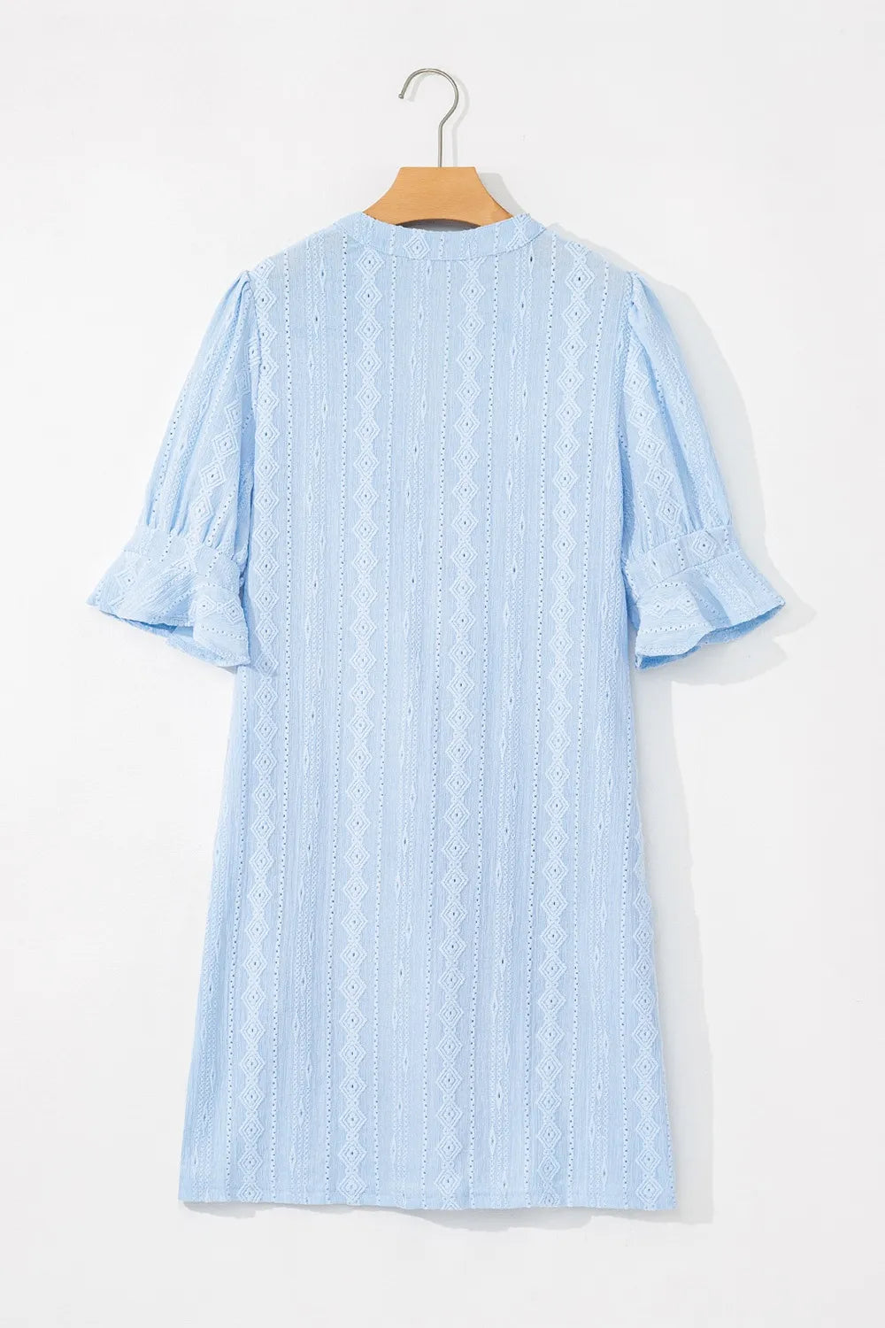 CD | Jacquard textură Mini rochie evazată cu mâneci scurte și decolteu crestat
