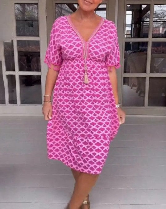 CD | Rochie midi confortabilă, largă, cu decolteu în V