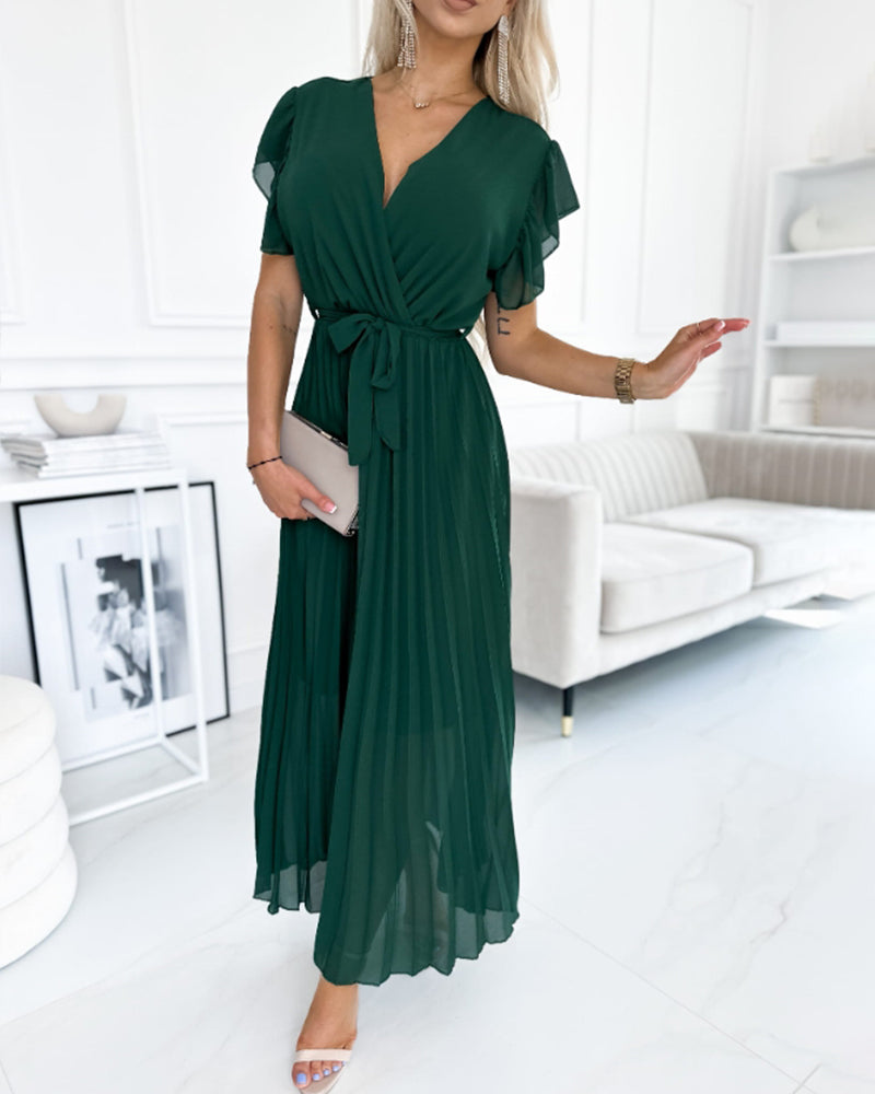 CD | Rochie elegantă roz plisată cu talie