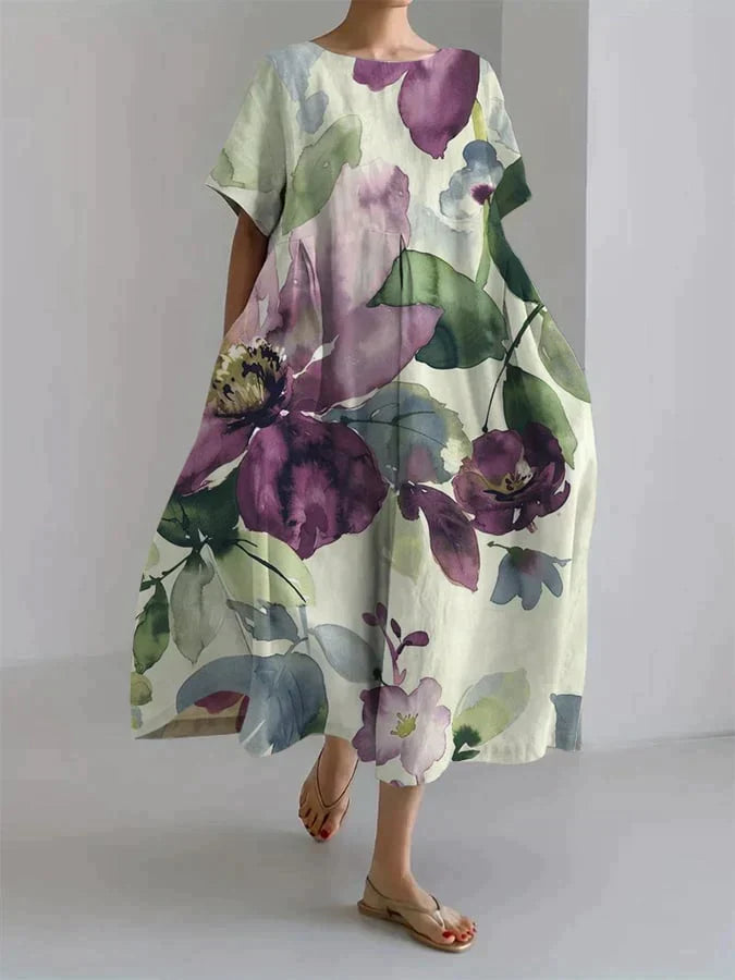 CD | Rochie midi fluidă cu model floral