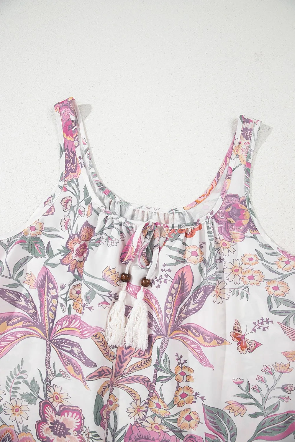 CD | Multicolor Floral Tie Neck Rochie mini fără mâneci