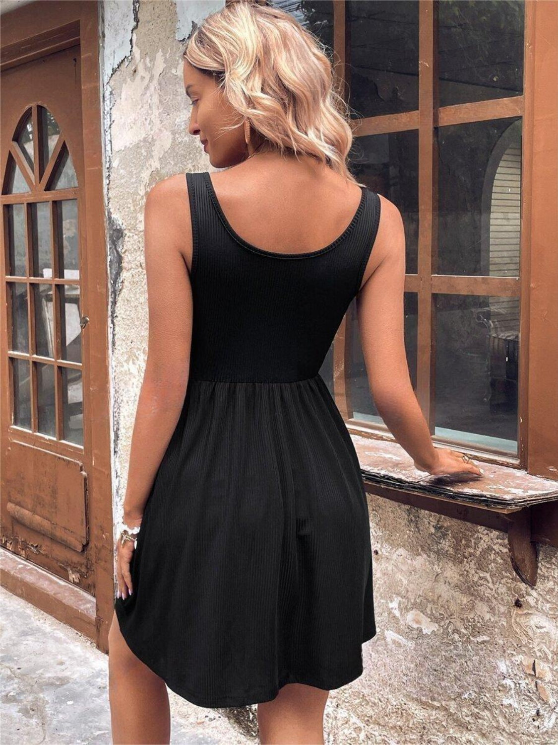 CD | Decolteu rotund Bretele largi Mini rochie cu rezervor