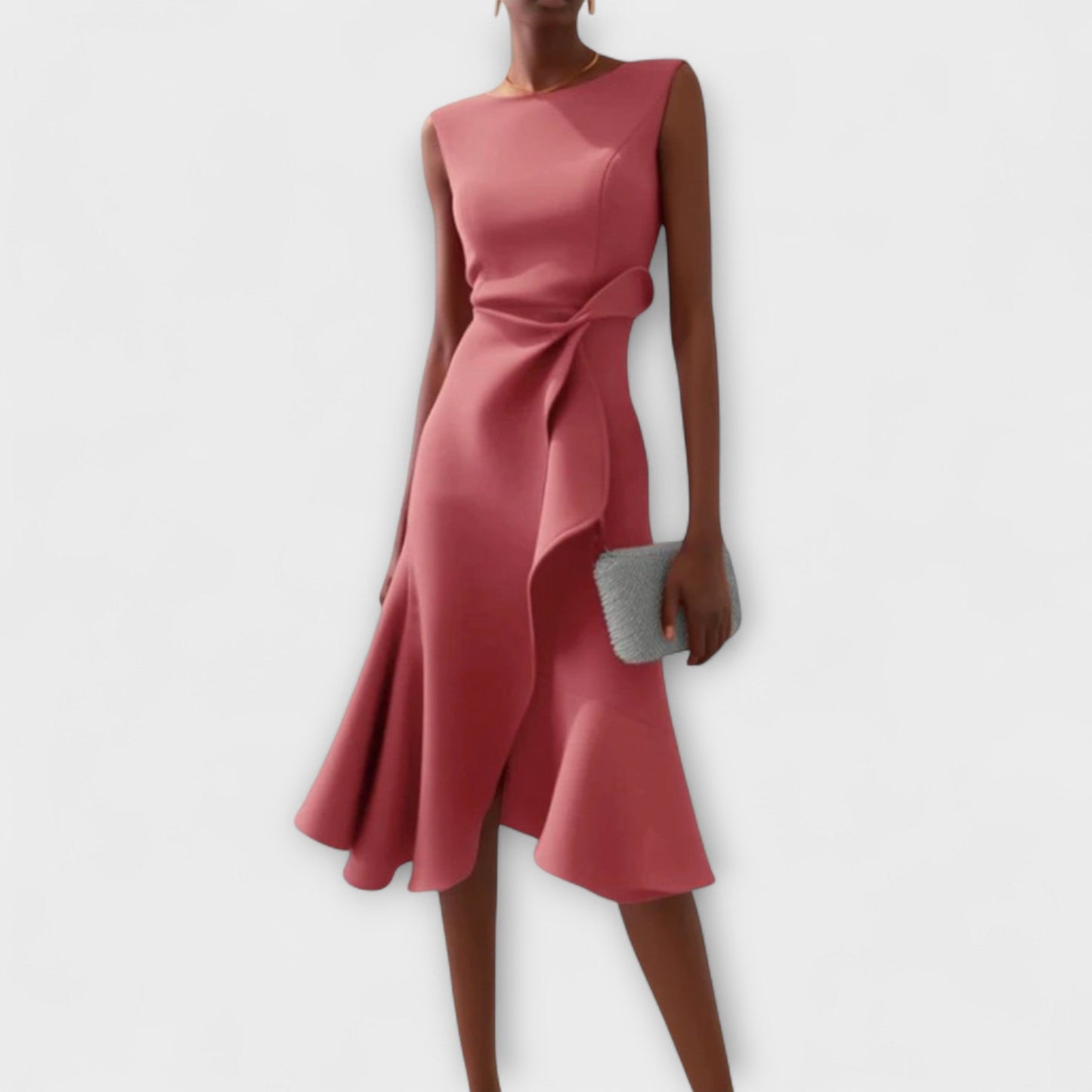 CD | Juliette™ - Rochie midi elegantă drapată asimetrică