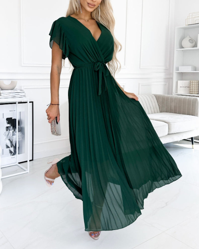 CD | Rochie elegantă roz plisată cu talie
