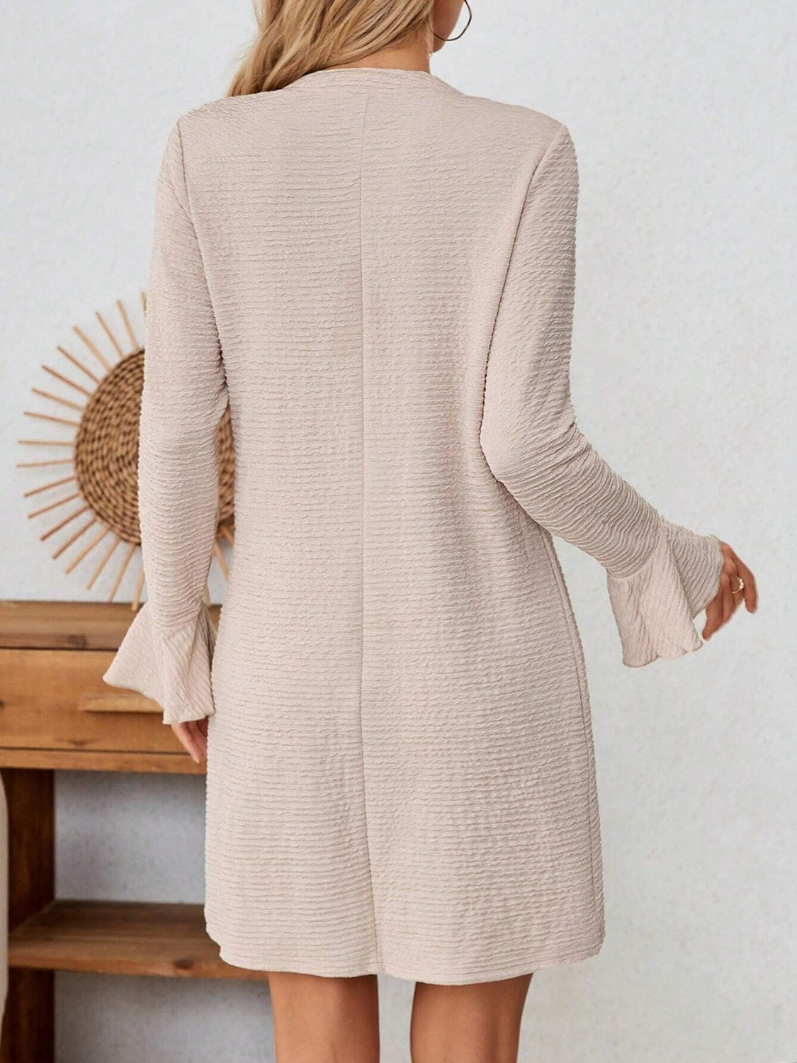 CD | Rochie mini crestată cu mâneci evazate