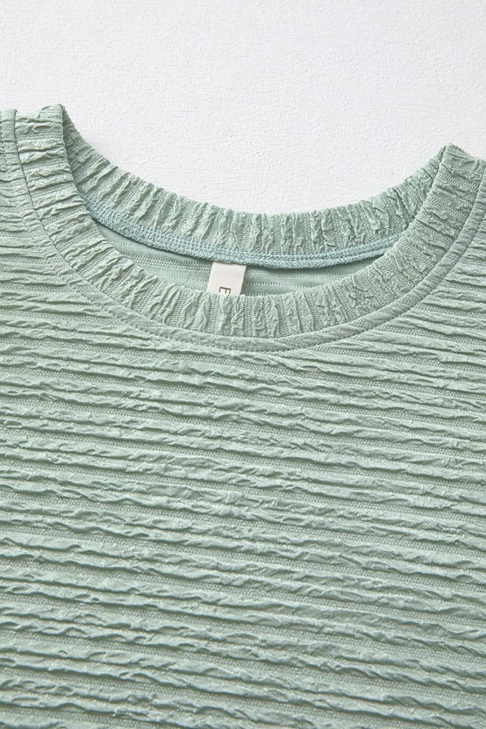 CD | Culoare solidă texturată Crinkle Rochie tricou cu mânecă scurtă