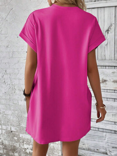 CD | Gât rotund Mini tricou cu mâneci scurte cu buzunare