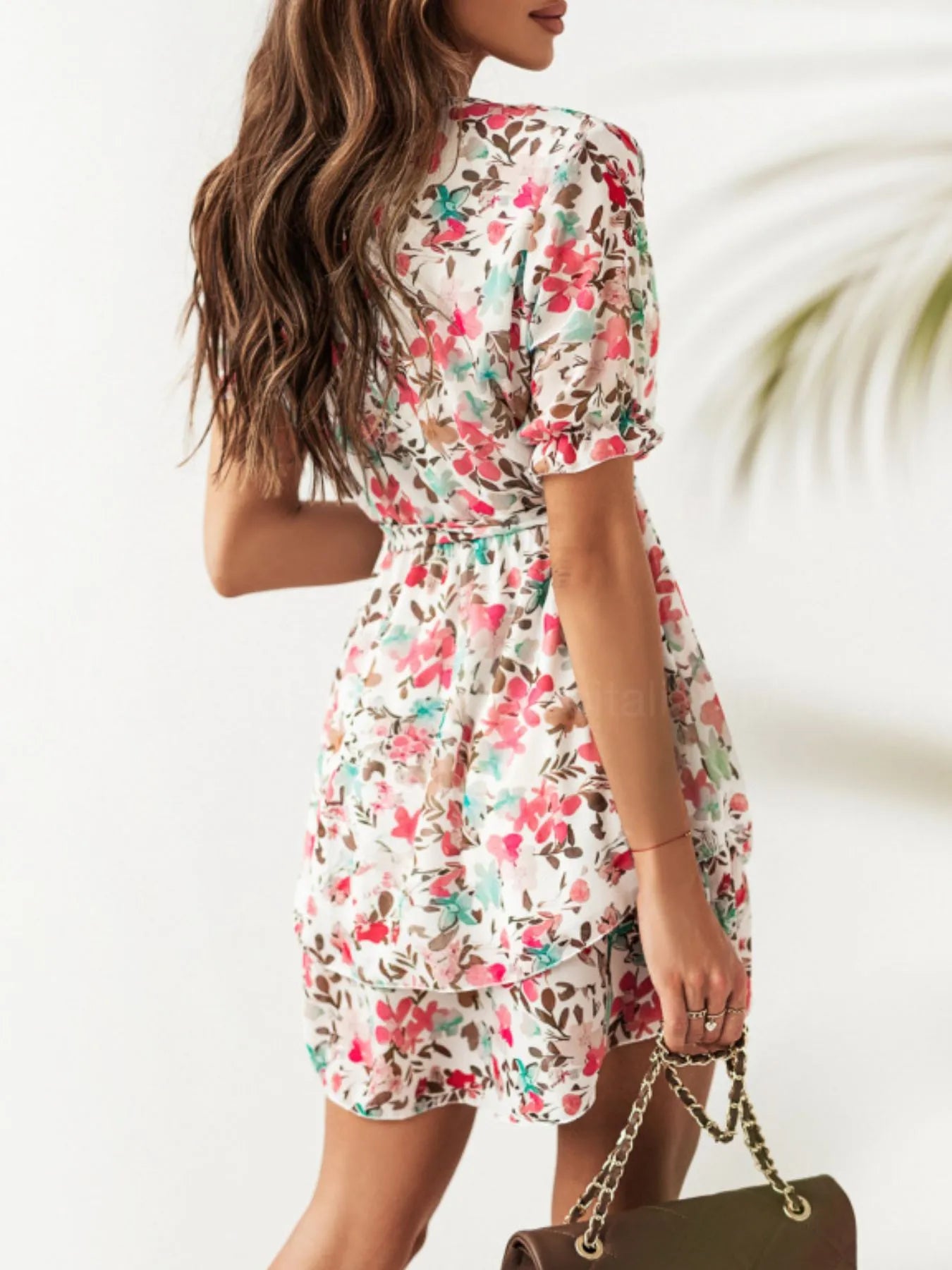 CD | Mini rochie florală multietajată cu tiv cu volane