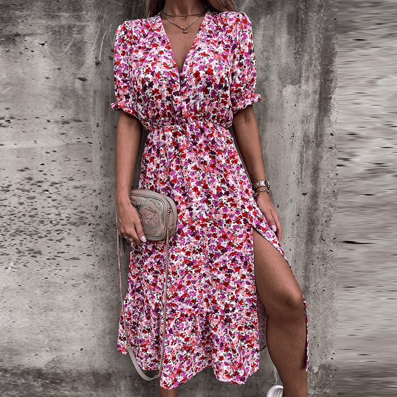 CD | Rochie midi de vară pentru femei - rochie ușoară, fluidă, fără mâneci