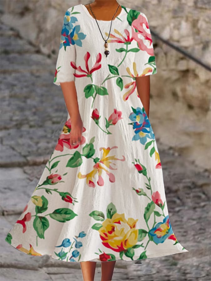CD | Fiona - Rochie casual, lejeră pentru femei cu model floral botanic
