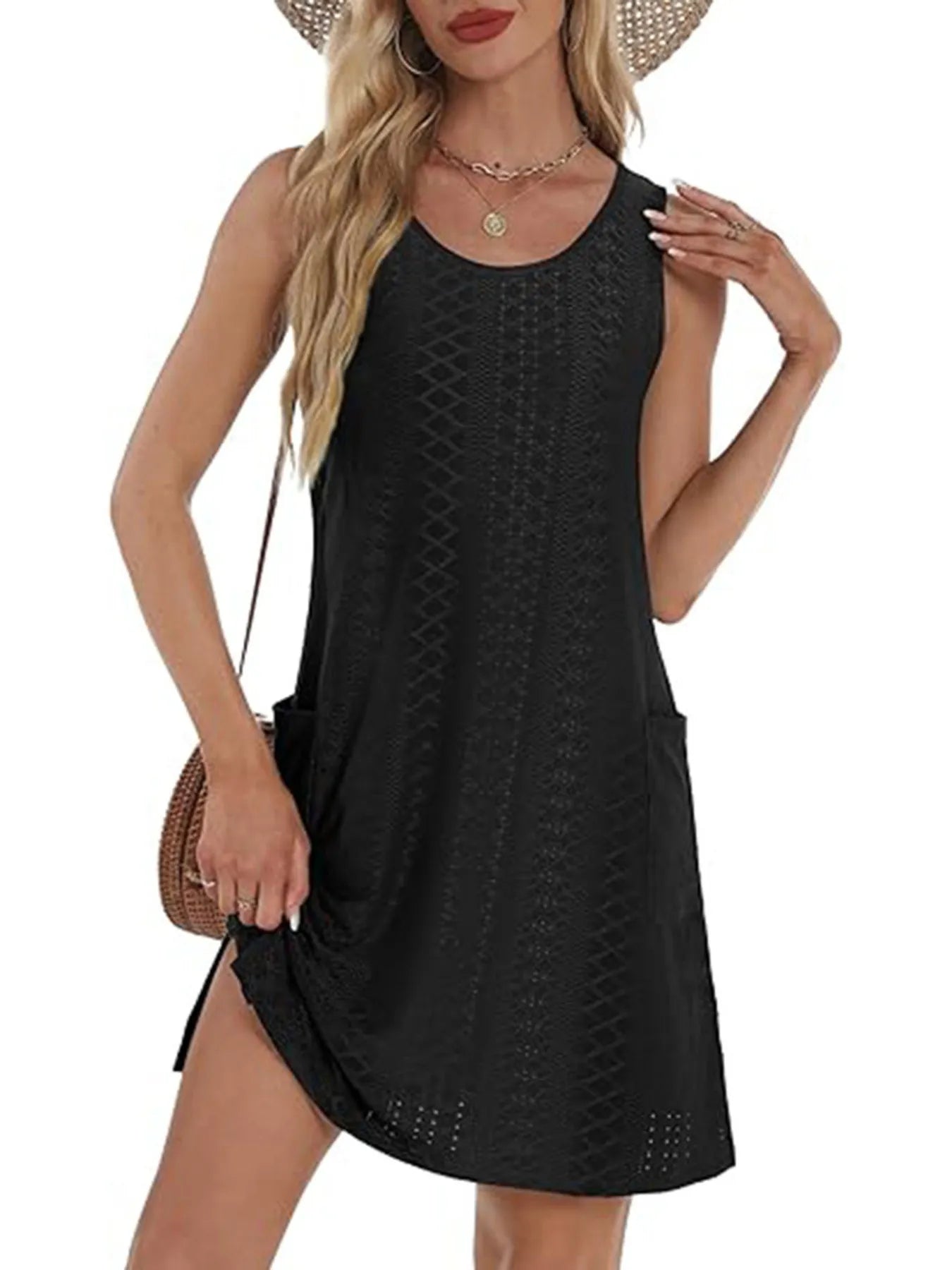 CD | Fantă laterală Rochie mini tank fără mâneci