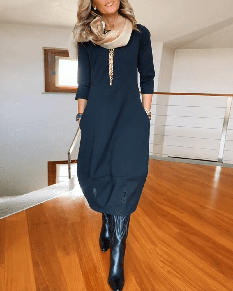 CD | Rochie midi elegantă pentru femei cu pliuri subtile