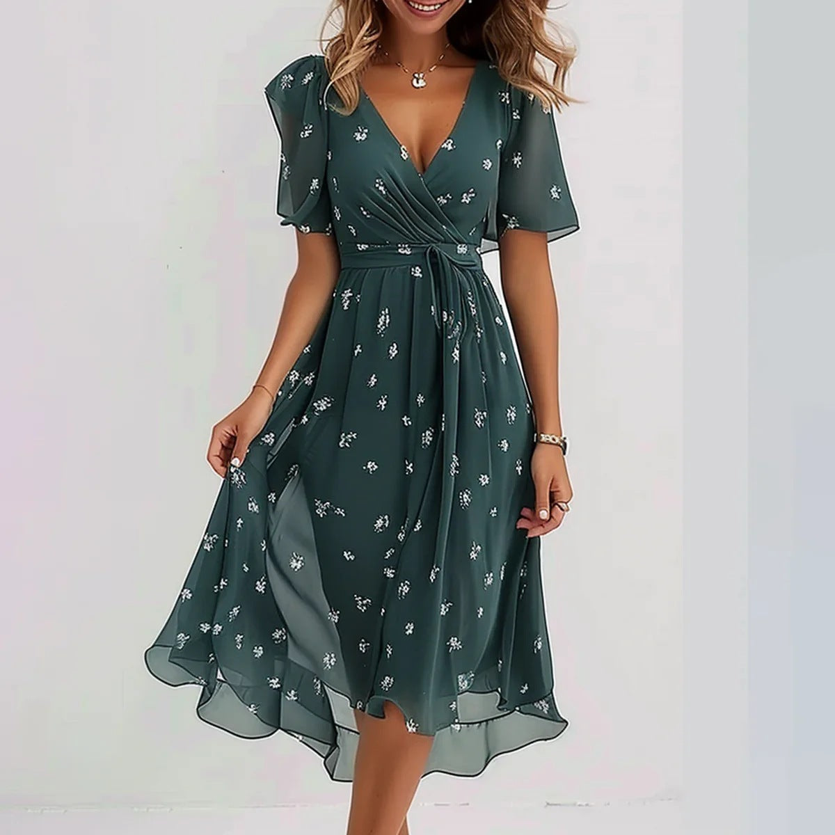 CD | Rochie midi cu poșetă cu flori