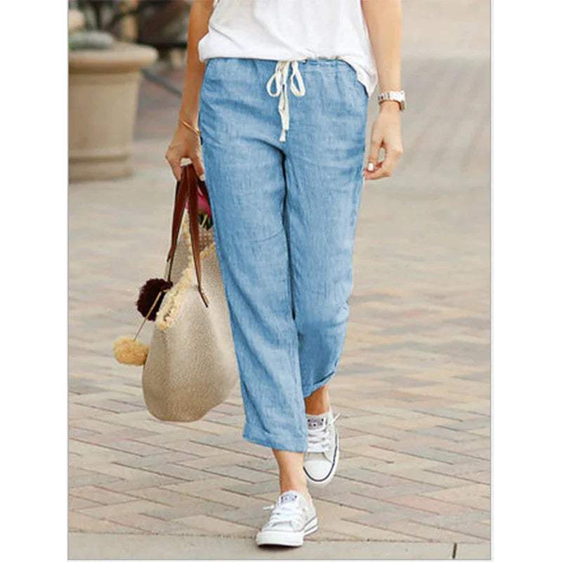 CD | Pantaloni casual din in pentru femei