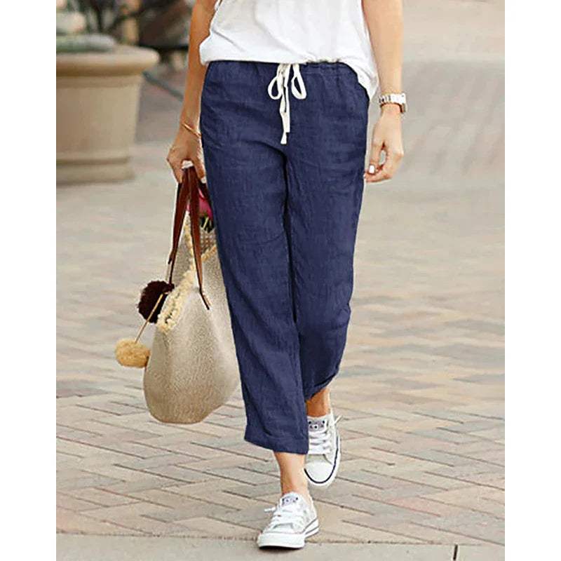 CD | Pantaloni casual din in pentru femei