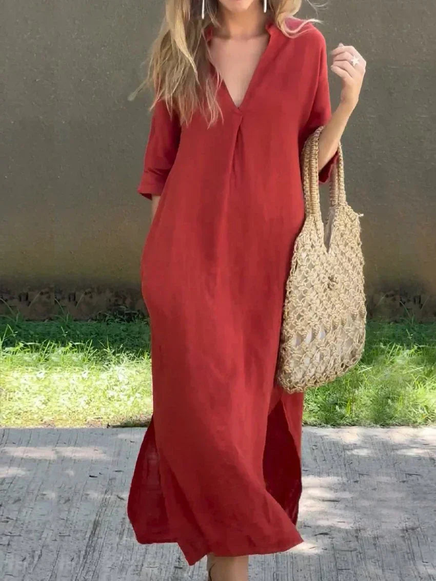 CD | Chic V-neck vara rochie maxi