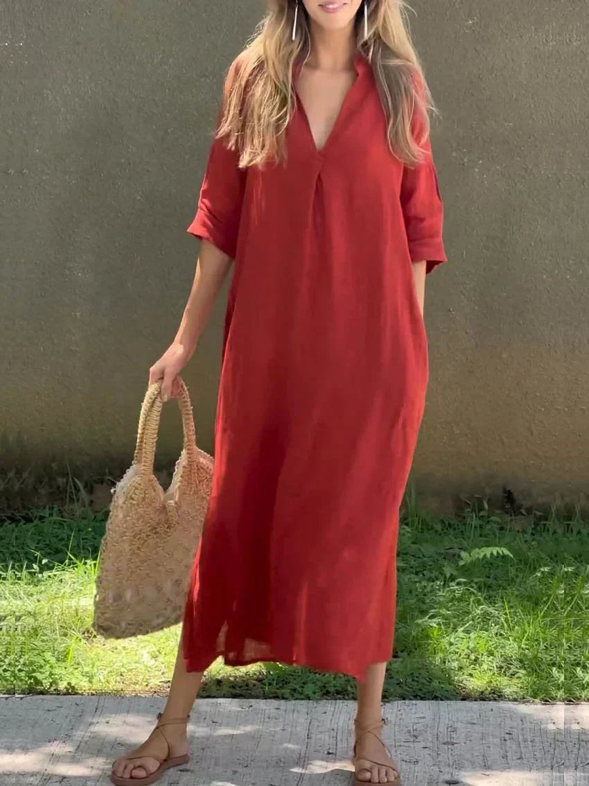 CD | Chic V-neck vara rochie maxi