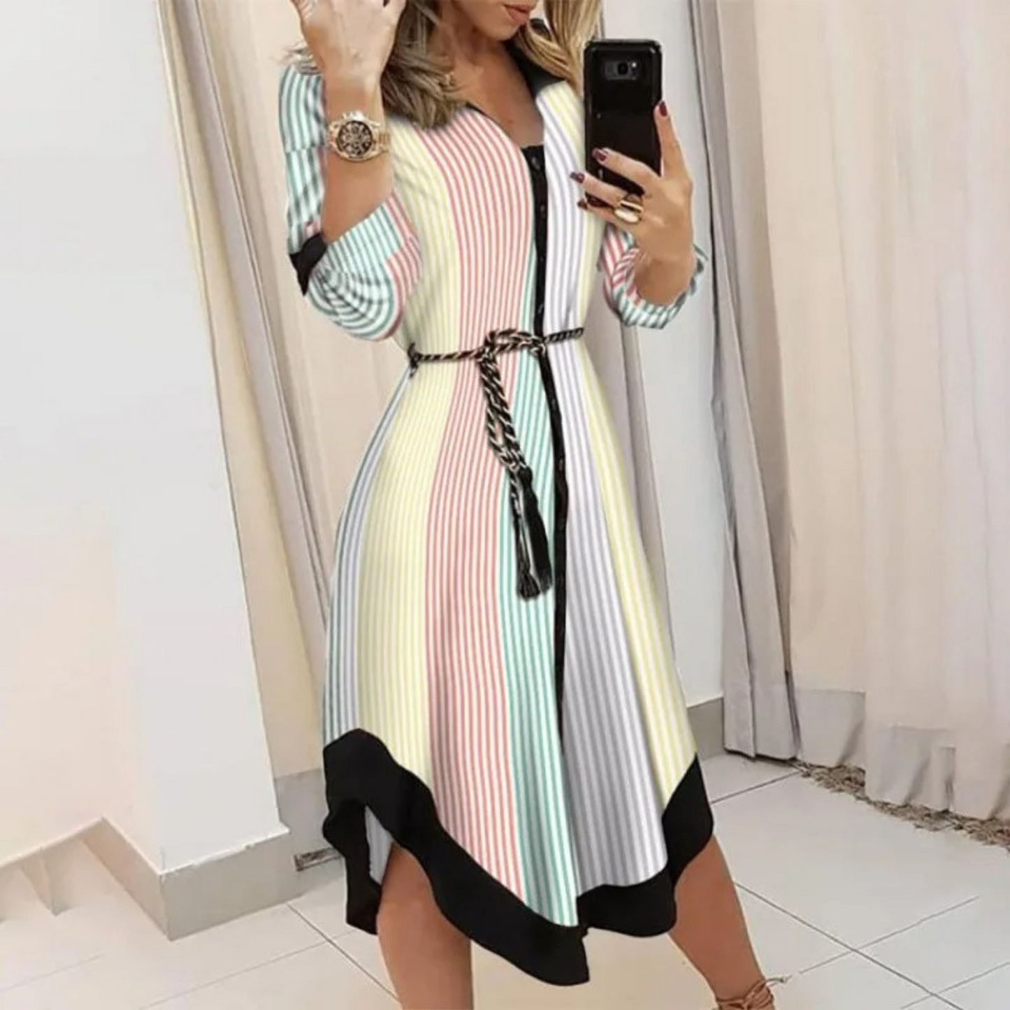 CD | Rochie midi Wrap cu curea - confort elegant, pe tot parcursul anului, cu o potrivire croită și un stil atemporal