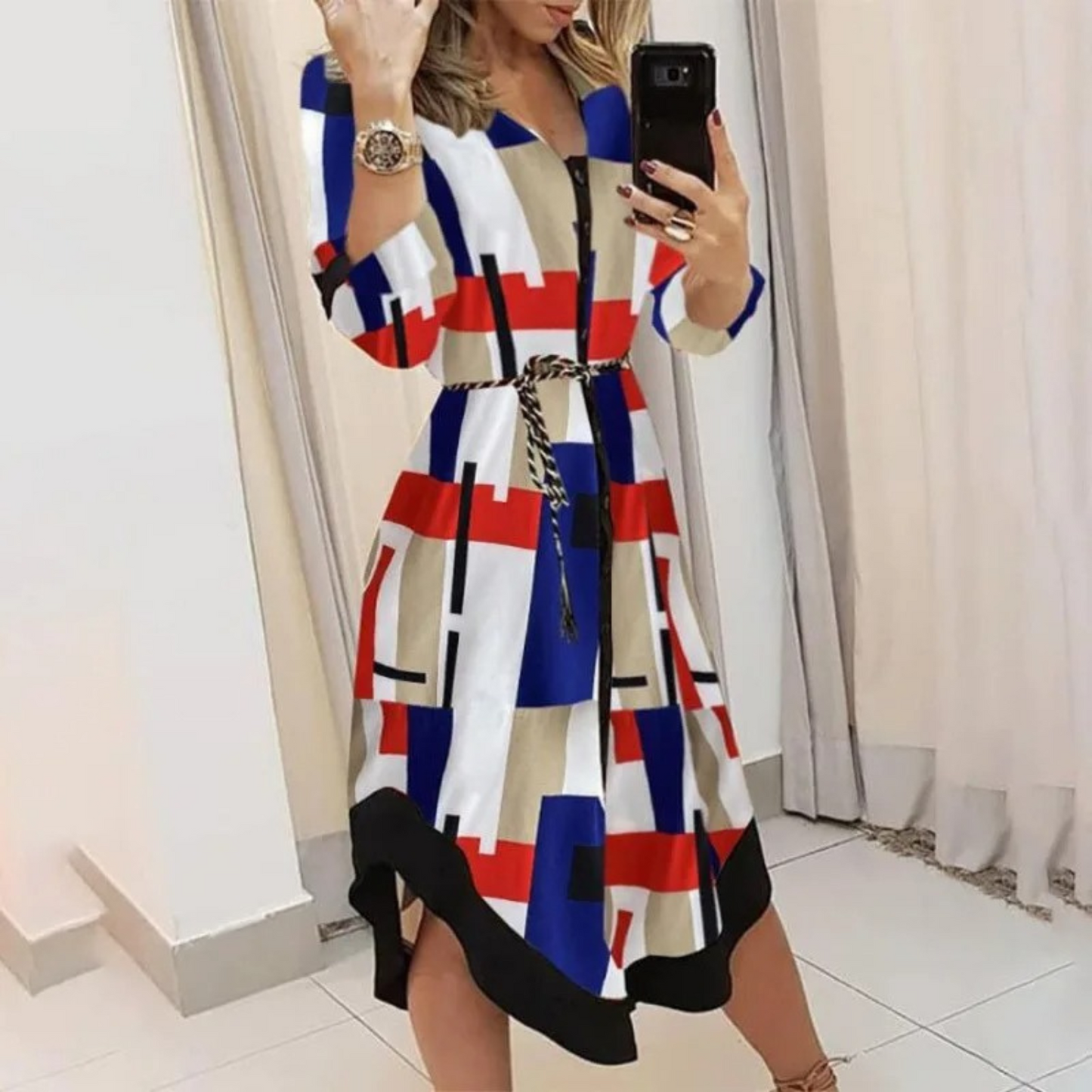 CD | Rochie midi Wrap cu curea - confort elegant, pe tot parcursul anului, cu o potrivire croită și un stil atemporal