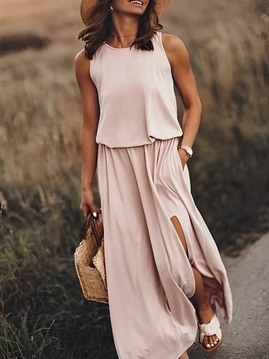 CD | Rochie lungă, fără mâneci, fluidă