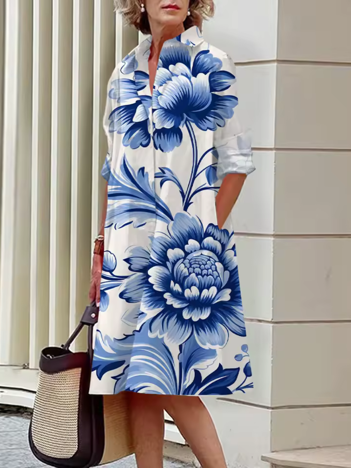 CD | Rochie cămașă abstractă Urban cu buline