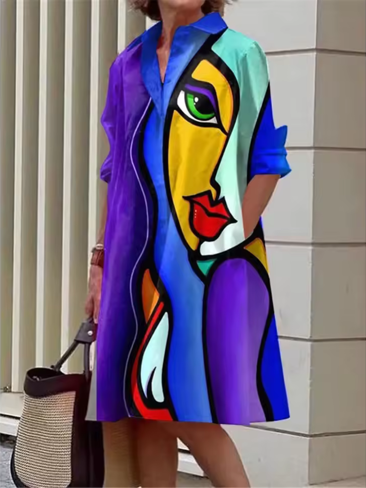 CD | Rochie cămașă abstractă Urban cu buline