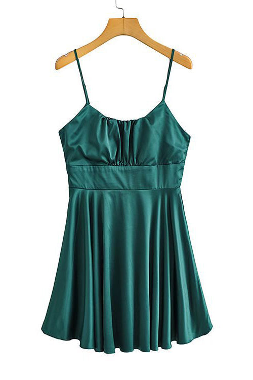 CD | Satin ruffled bust slip rochie mini