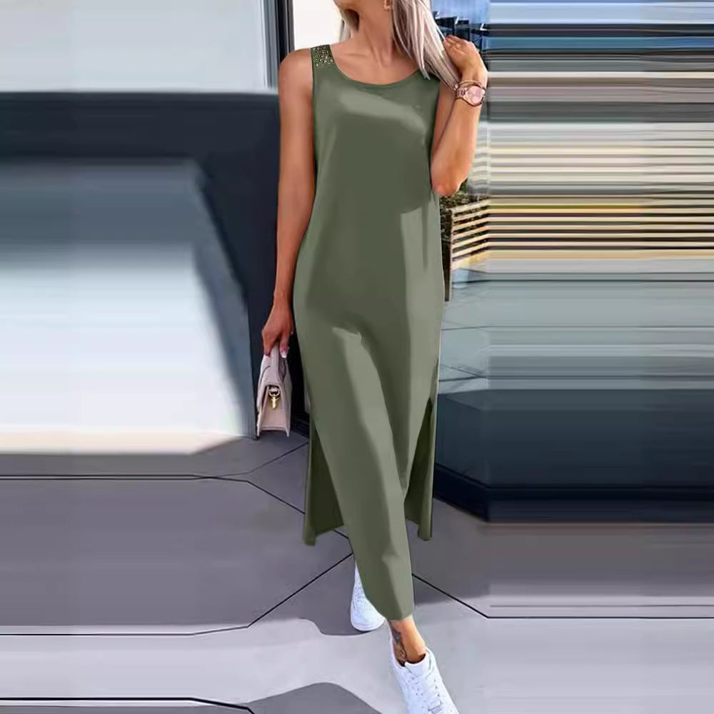 CD | Rochie maxi pentru femei - Croială relaxată - Dantelă la spate