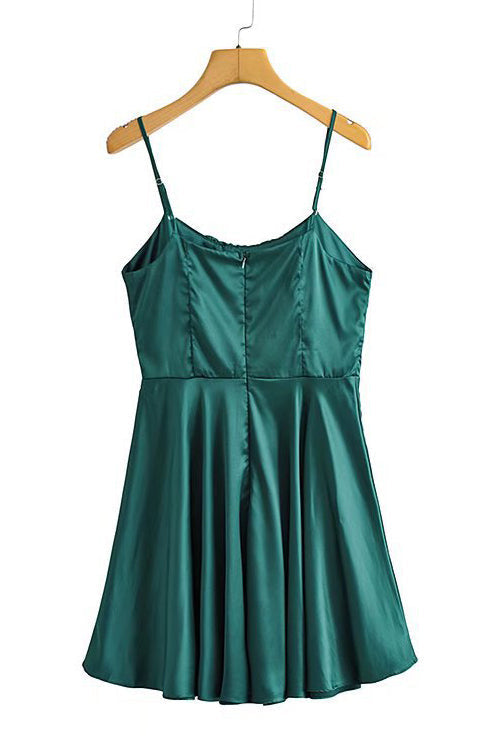 CD | Satin ruffled bust slip rochie mini