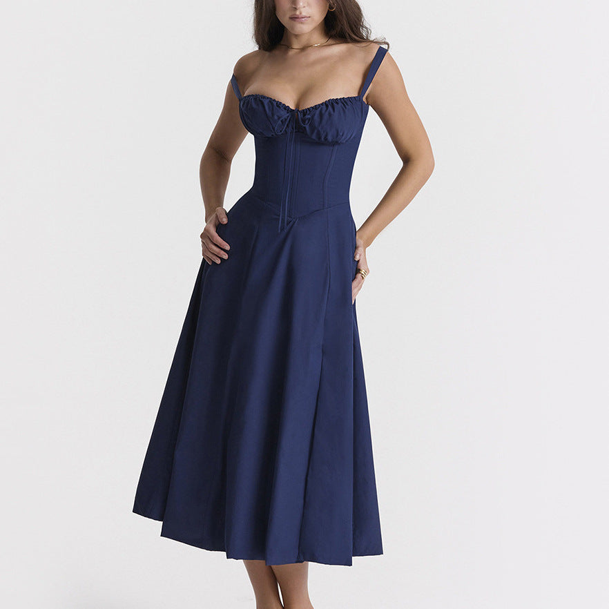 CD | Rochie midi pentru femei - fără mâneci - cu cravată în față - imprimeu floral - ușor, cu croială evazată