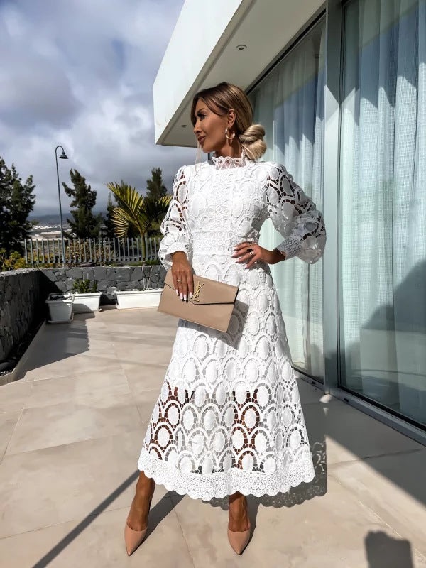 CD | Rochie midi elegantă din dantelă franțuzească