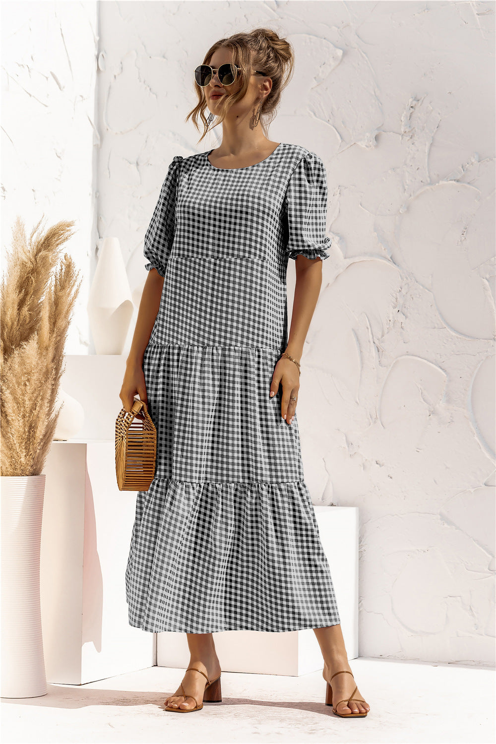 CD | Rochie midi de gingham pentru fiecare zi