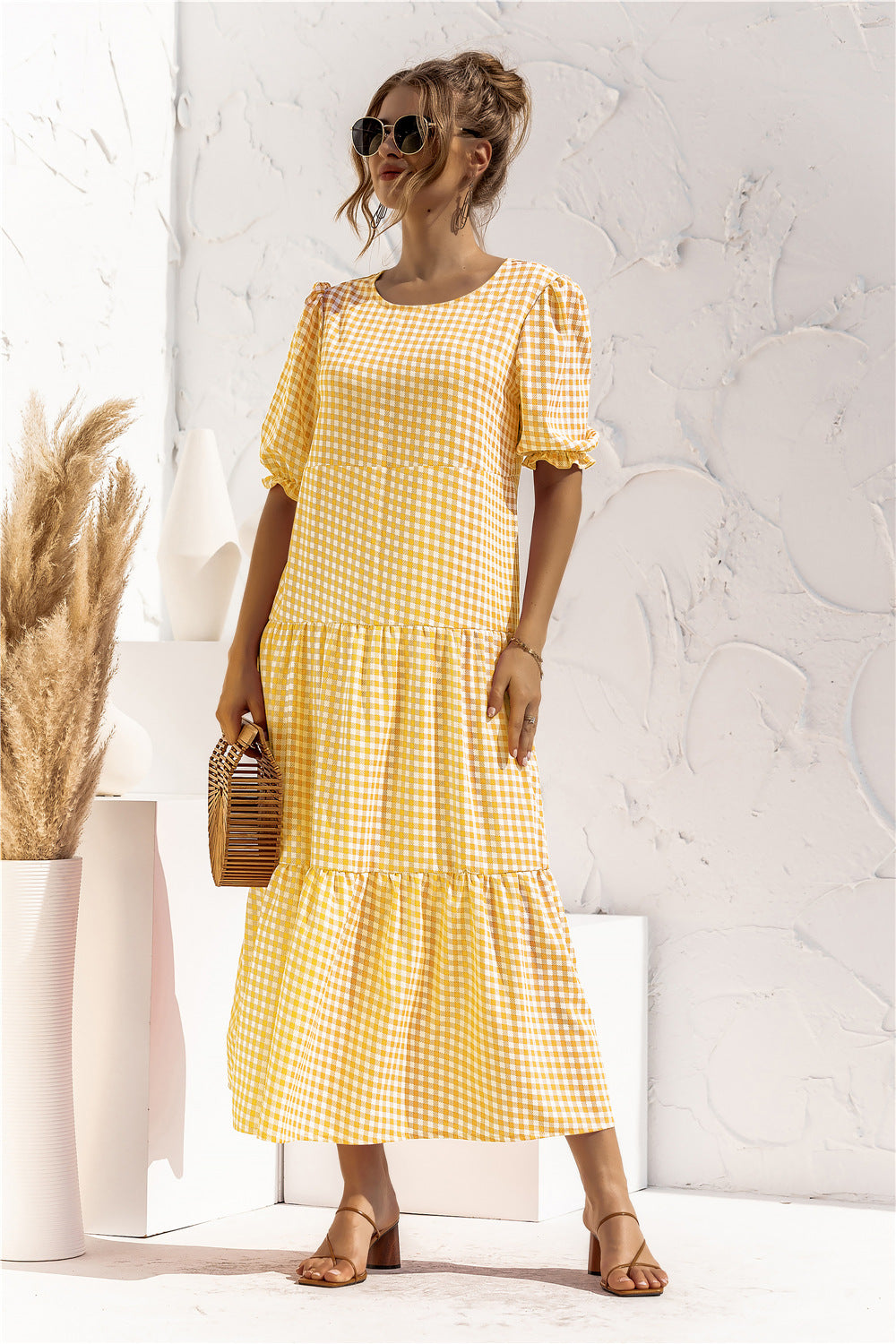 CD | Rochie midi de gingham pentru fiecare zi