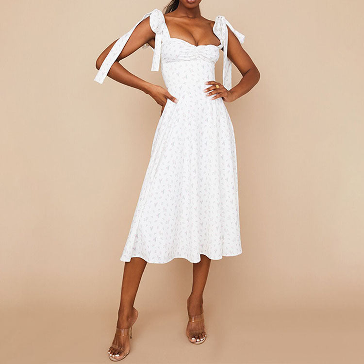 CD | Rochie midi pentru femei - off-the-shoulder - ruched top - fantă laterală - amestec de bumbac care curge