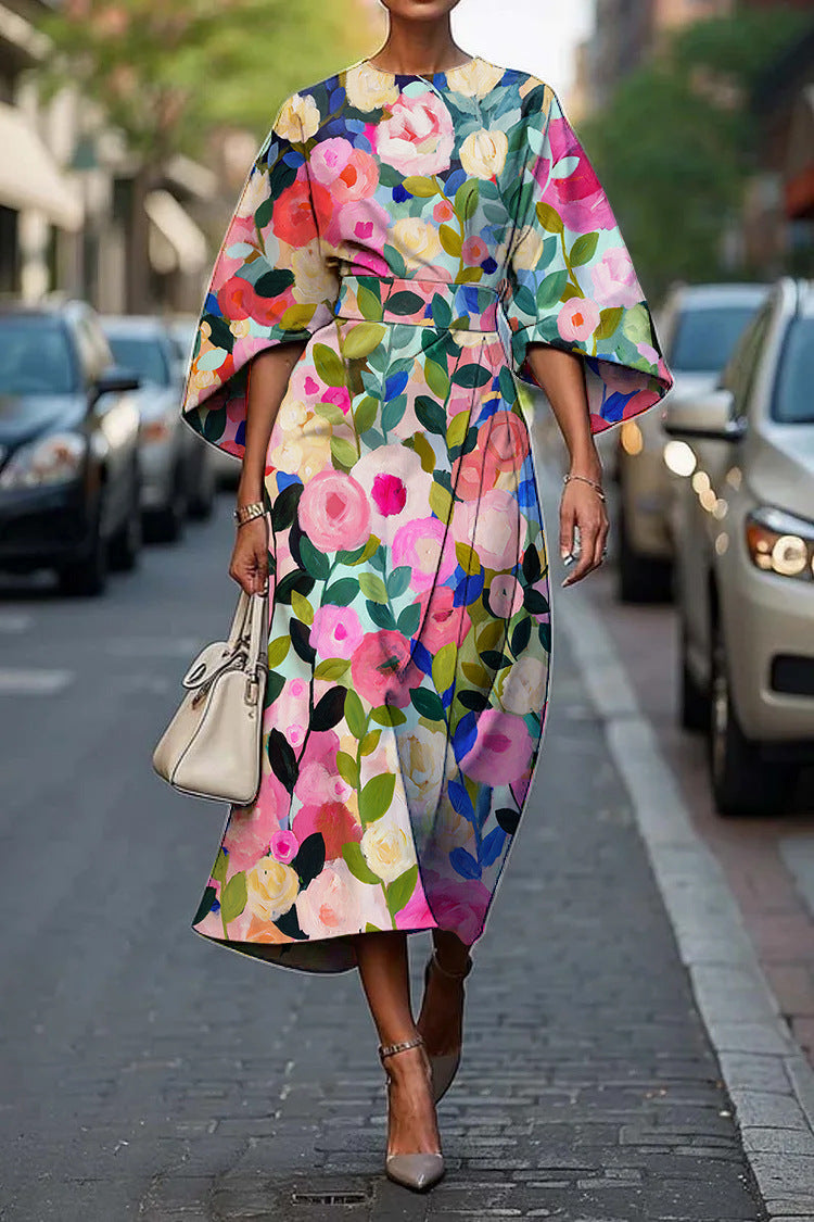 CD | Rochie lungă elegantă cu mâneci batwing