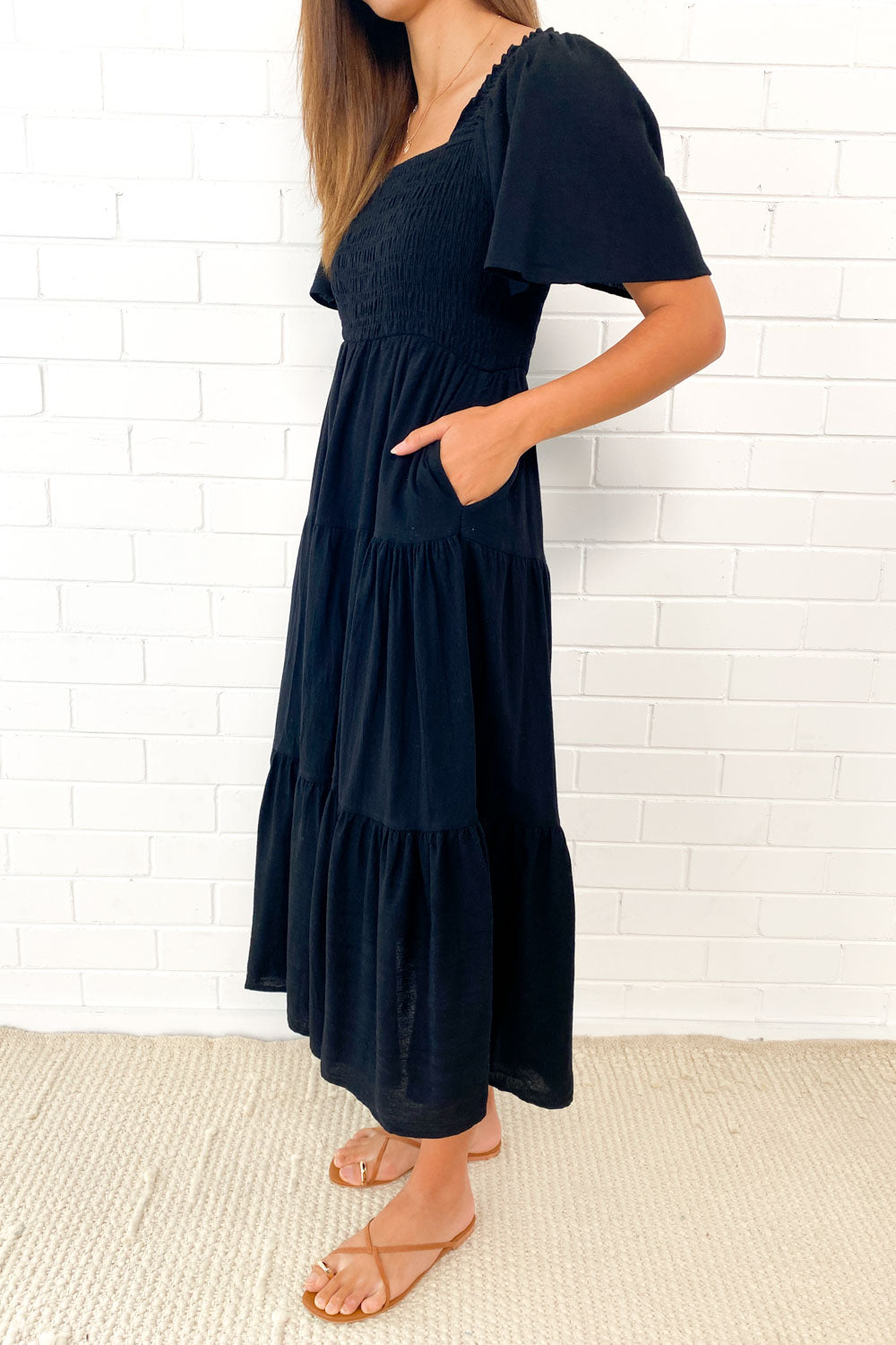 CD | Rochie midi feminină fără umeri