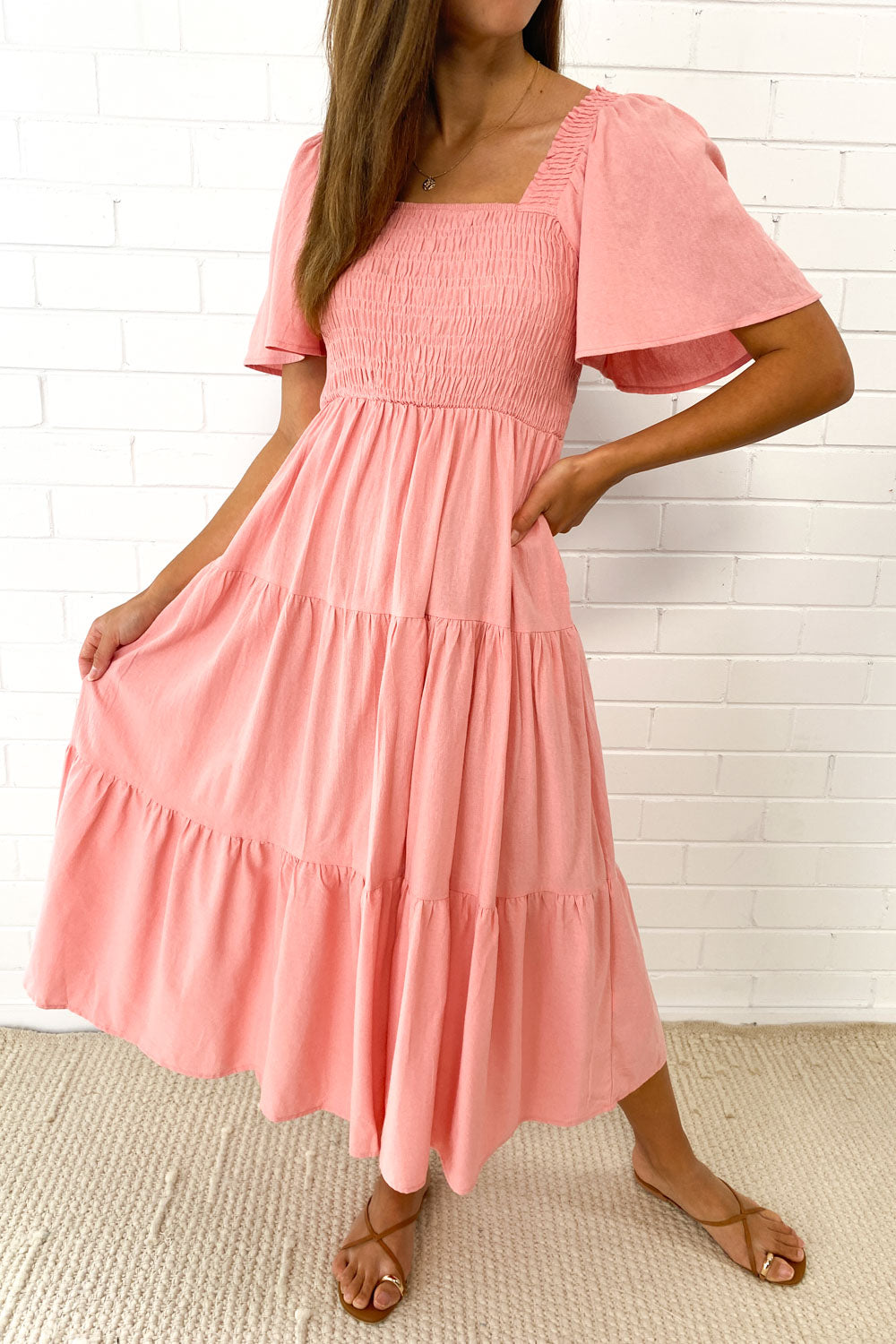 CD | Rochie midi feminină fără umeri