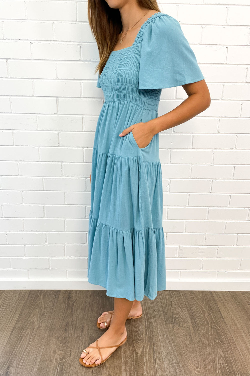 CD | Rochie midi feminină fără umeri