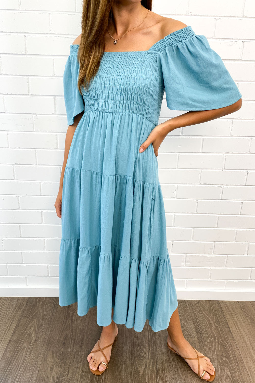CD | Rochie midi feminină fără umeri