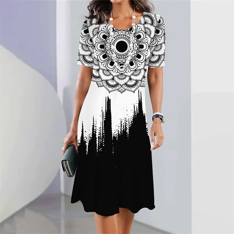 CD | Rochie casual cu imprimare digitală pentru femei