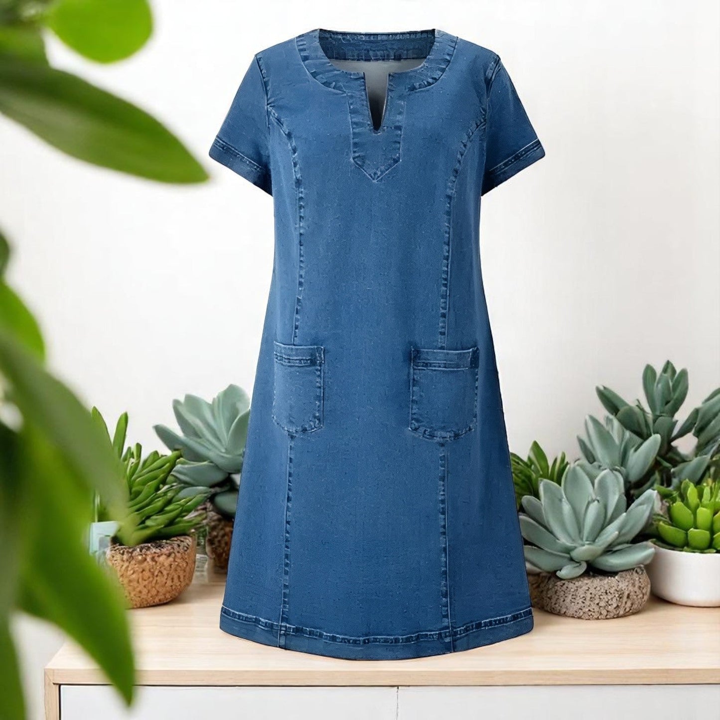 CD | Rochie midi chic din denim moale pentru un stil fără efort