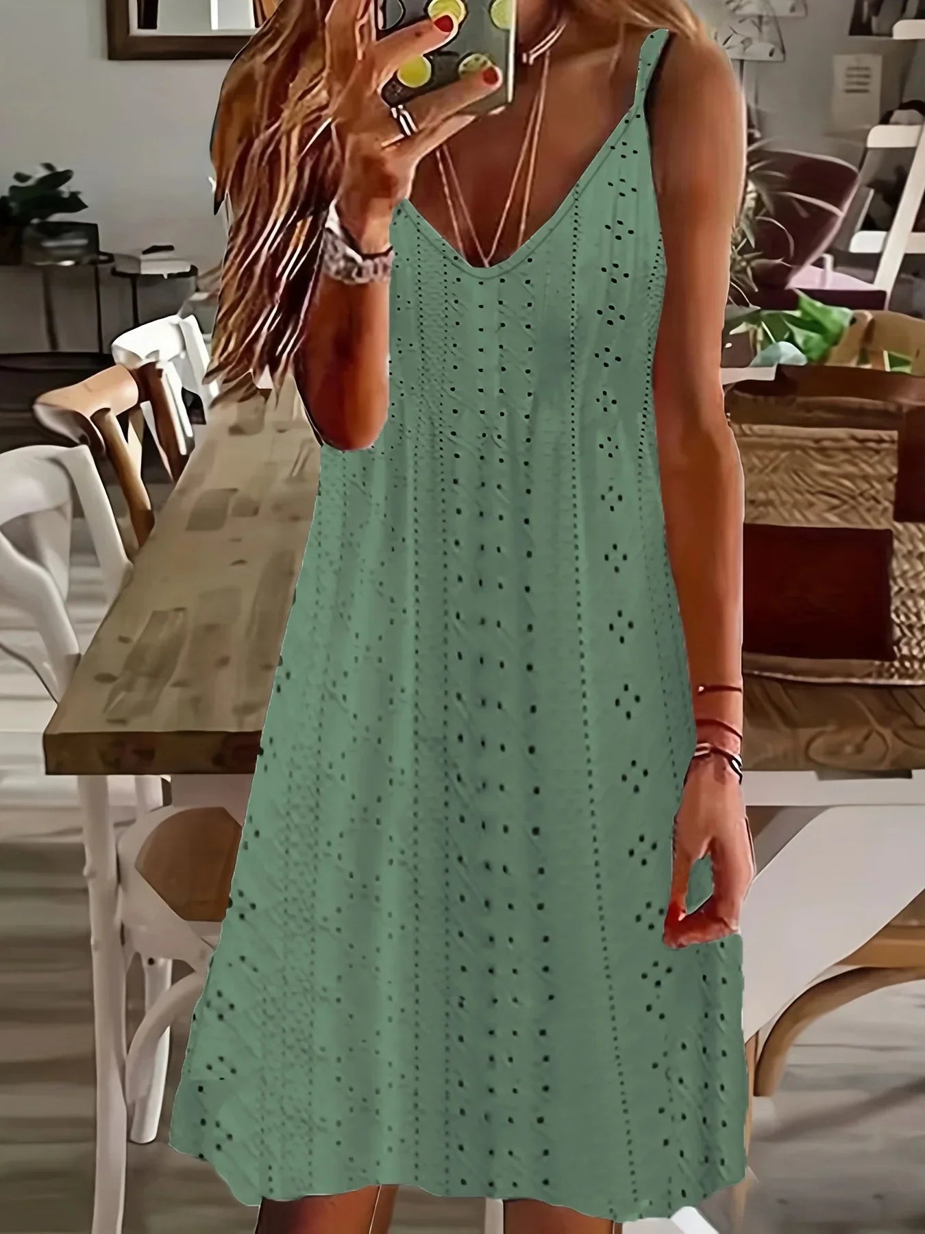 CD | 2024 AliExpress Europa și Statele Unite ale Americii Plus Dimensiune femei de vară New Neckline Jacquard V-Neck Strap Unicoloured Dress