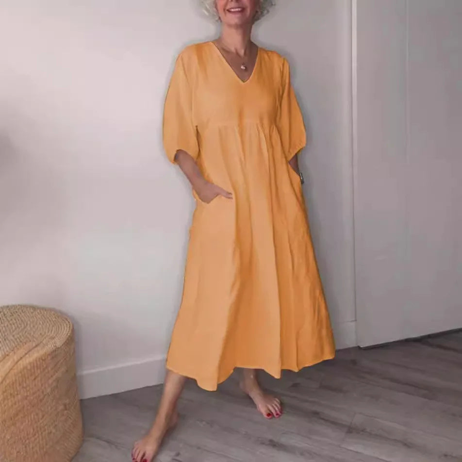 CD | Rochie maxi cu decolteu în V și eleganță relaxată