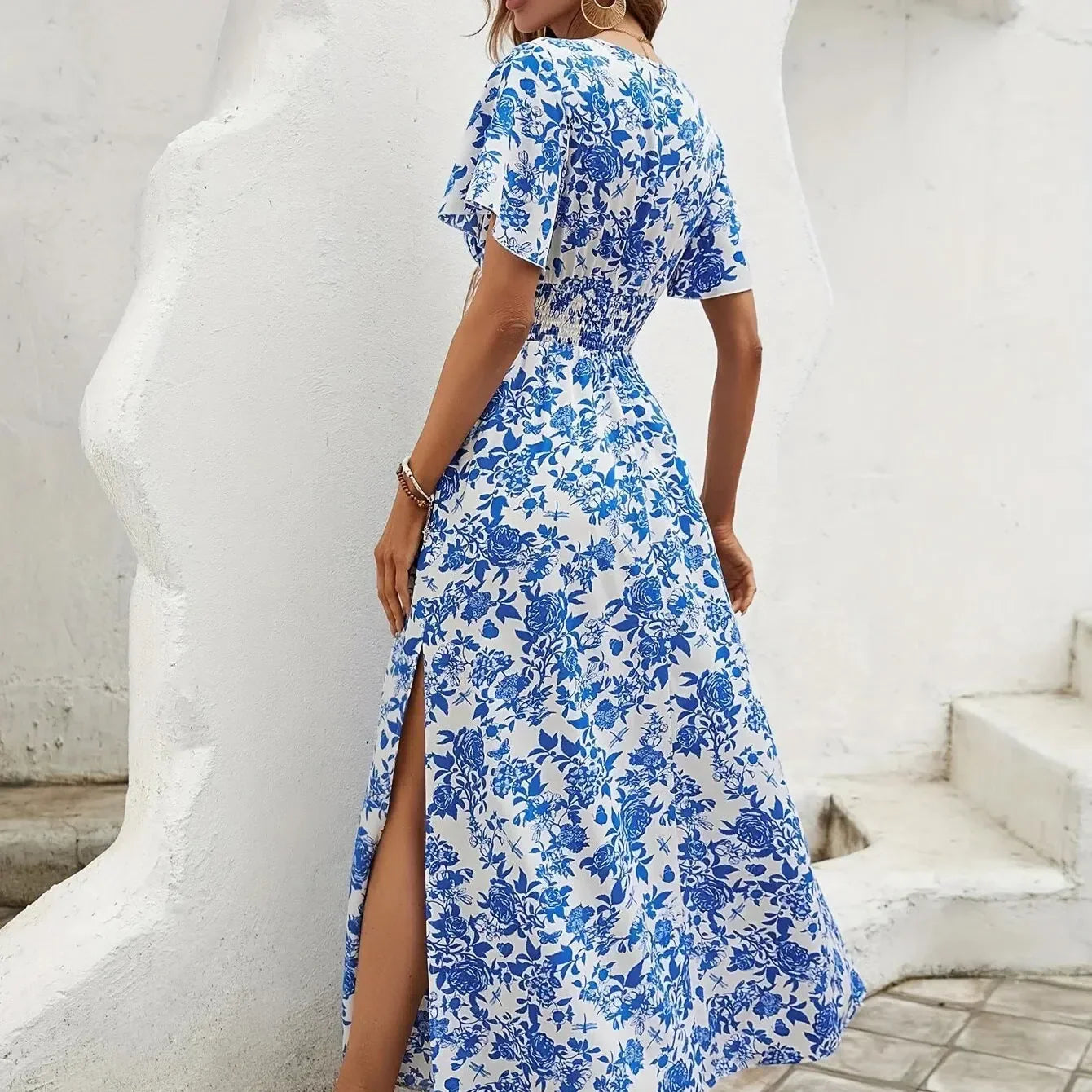 CD | Femei Boho Print Mini rochie de vară Elegant Sleeveless Sundress