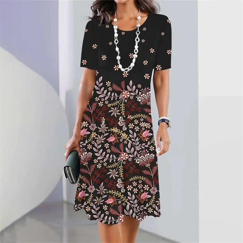 CD | Rochie casual cu imprimare digitală pentru femei