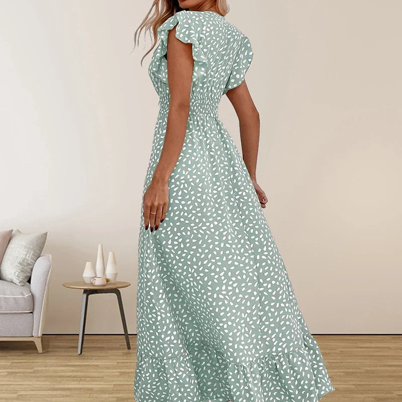 CD | Amazon Cross Border Foreign Trade Femei V-Neck talie rochie lungă