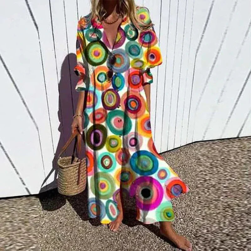 CD | Bohème rochie maxi cu mâneci bufante