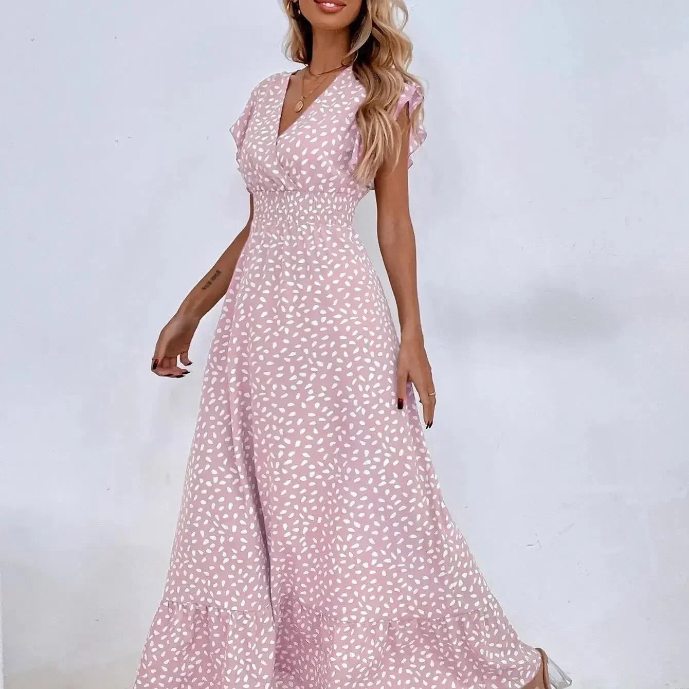 CD | Amazon Cross Border Foreign Trade Femei V-Neck talie rochie lungă