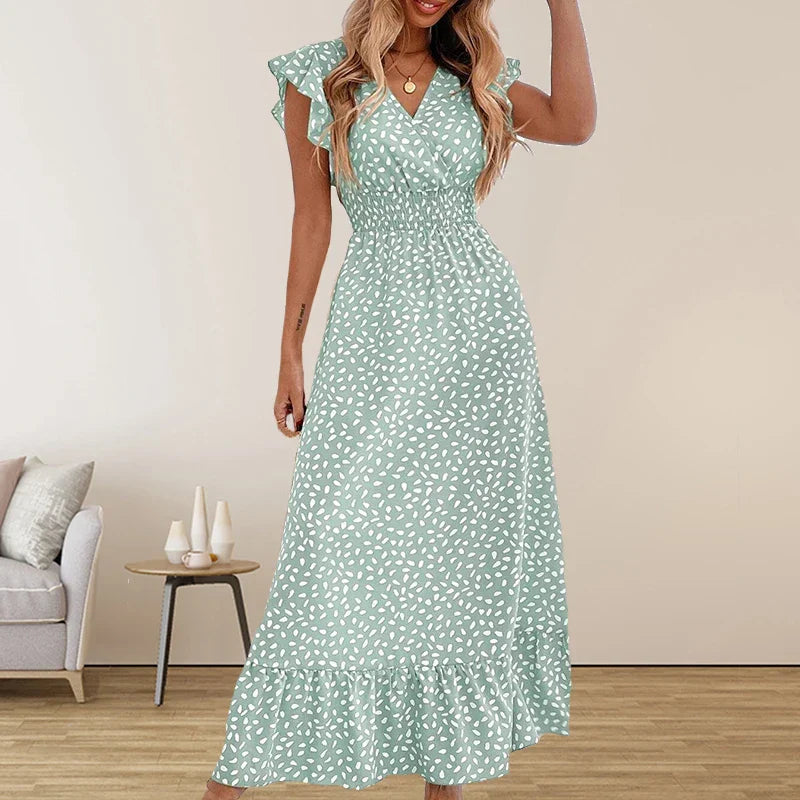 CD | Amazon Cross Border Foreign Trade Femei V-Neck talie rochie lungă
