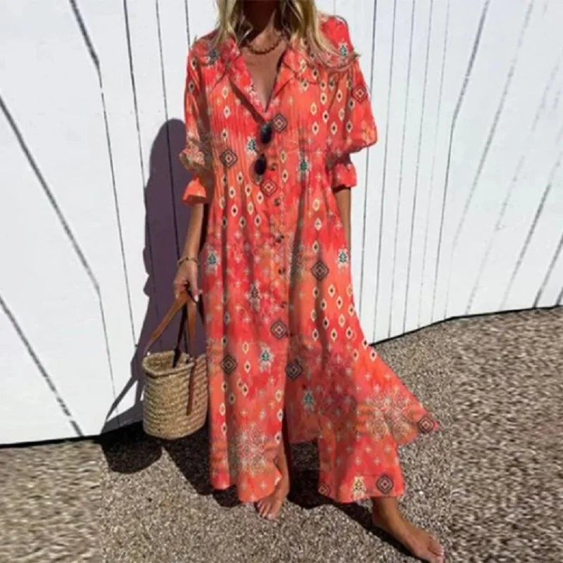 CD | Bohème rochie maxi cu mâneci bufante